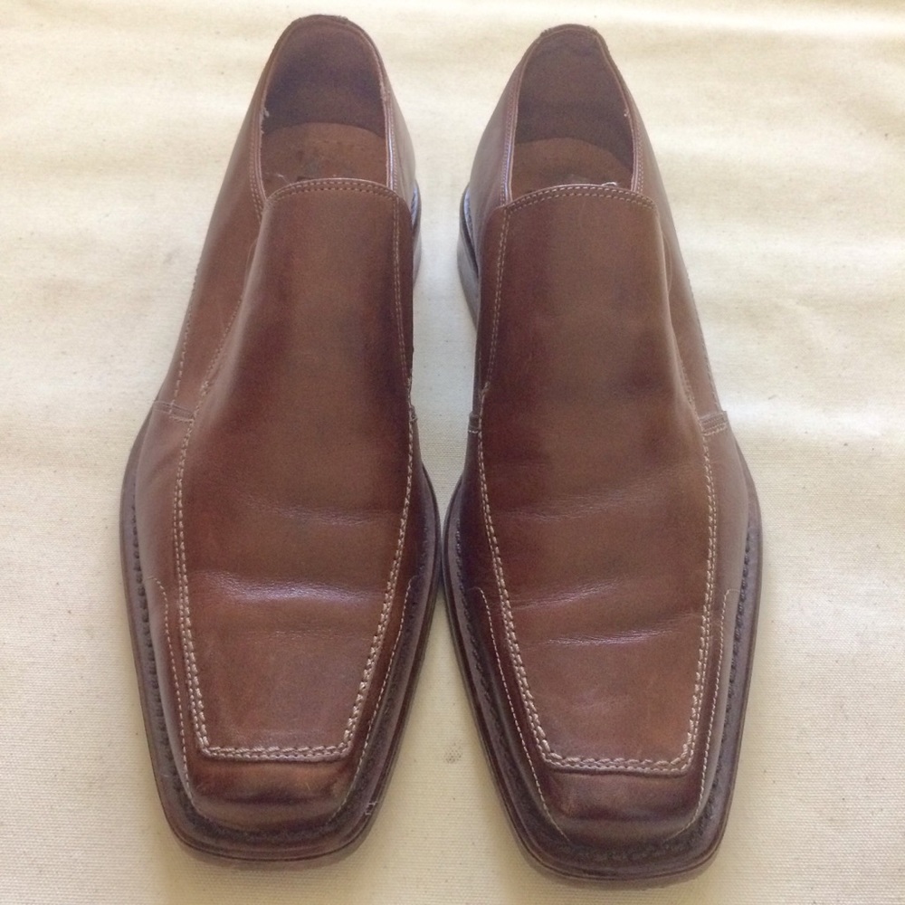 Cognac Color Slip On Leather Shoes